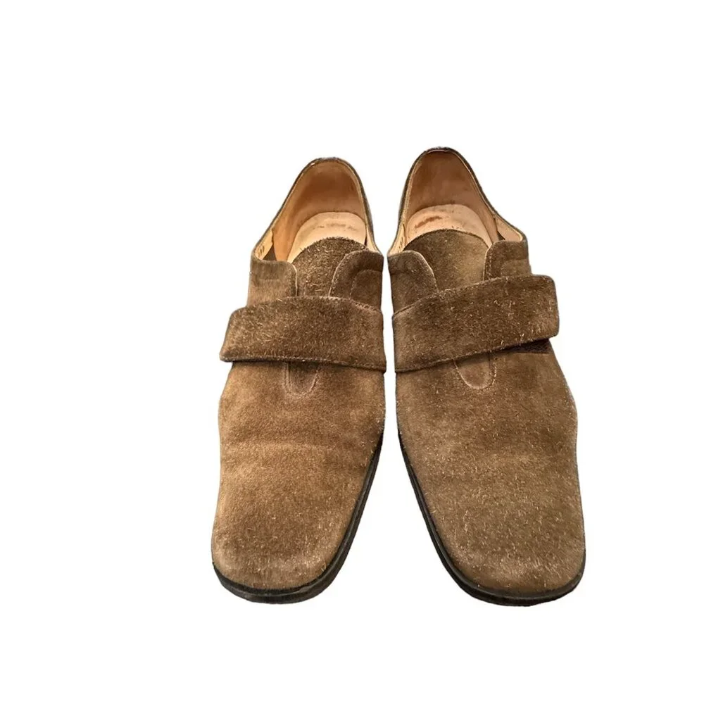 Salvatore Ferragamo size 5 green suede flats square toe
